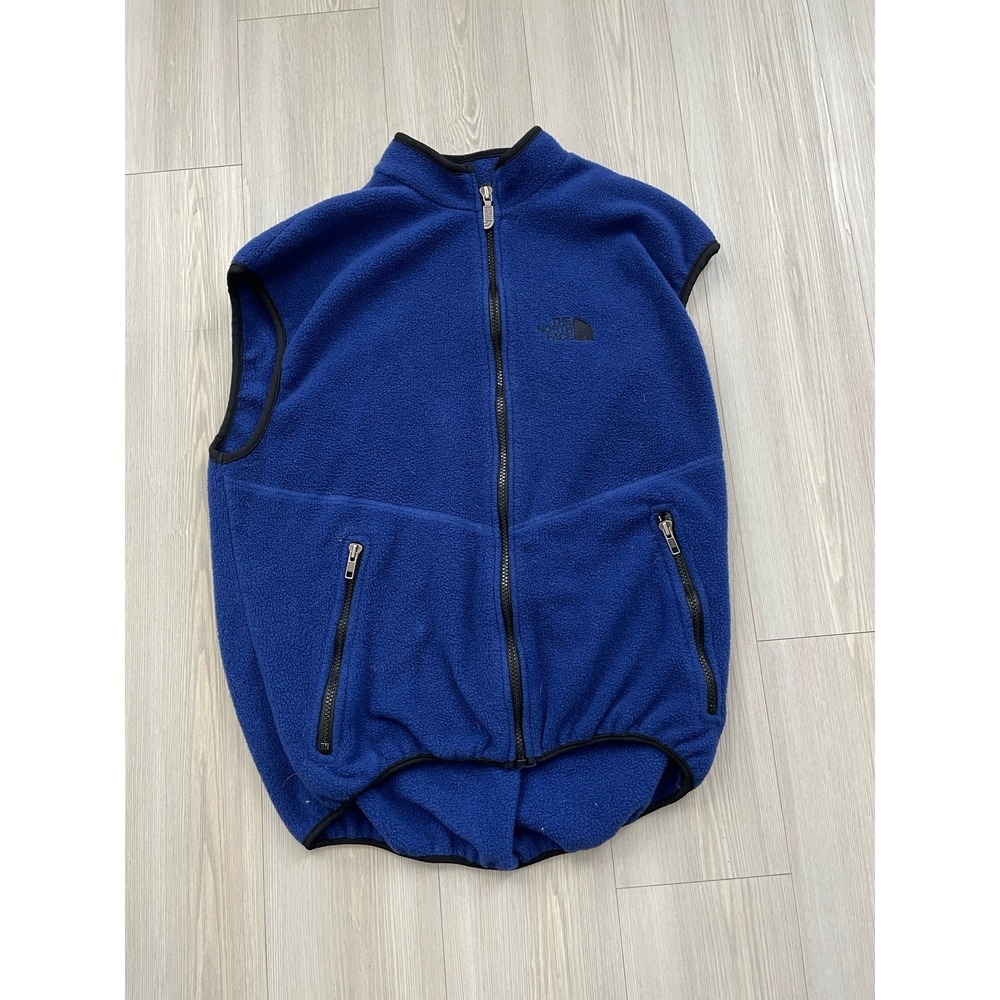 North Face Cobalt Blue Full Zip Fleece Vest Size Large Made In USA
